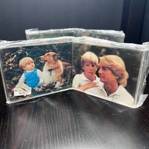 Vintage Acrylic Double‎ Photo Frame 4.5x3.5 Clear Folding Desk Frame Sealed NOS